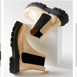 UO Eden Chelsea Boots in white snakeskin